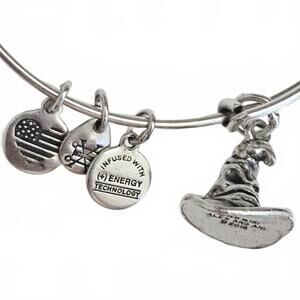 Alex and Ani Harry Potter Sorting Hat Charm Silver Expandable Bangle Bracelet